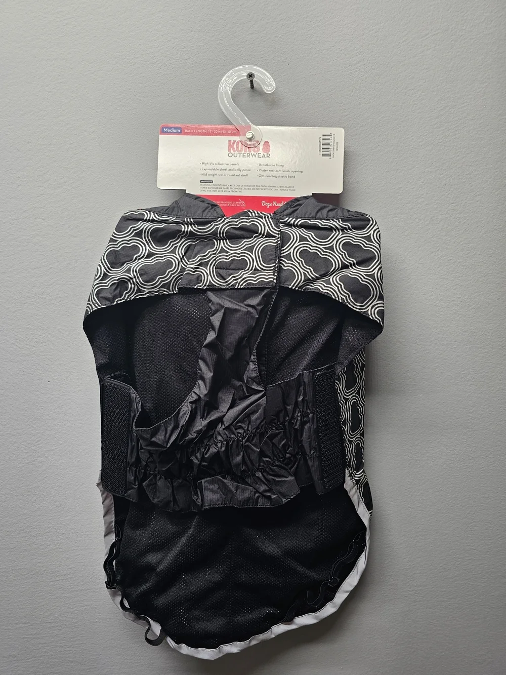 NWT KONG Outerwear Black Rain Jacket for Dogs